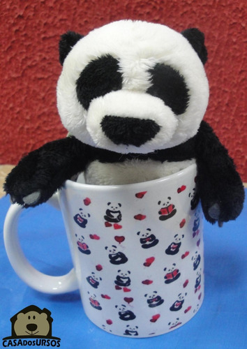 Caneca Com Ursinho Panda De 15 Cm Para Presente Frete Grátis