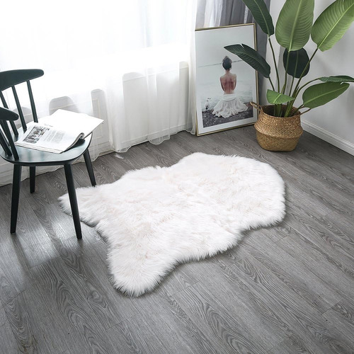 Alfombra Peludita Shaggy 90x60cm Estilo Pelego Pie De Cama