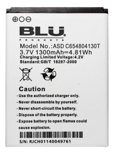 Bateria Pila Teléfono Celular Blu Dash C654804130t 