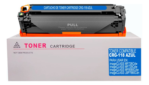 Toner Genérico 118 Cian Para Canon Color Mf726cdw/mf729cdw