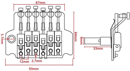 Puente Floyd Rose Negro Guitarra Eléctrica Completo