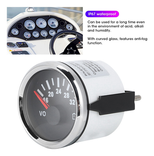 Voltímetro De 52 Mm/2 Pulgadas, 18-32 V, Retroiluminación Ro