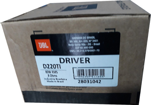 Imagen 3 de 5 de Driver Jbl Selenium D 220 Ti 300w Nuevo Caja Cerrada