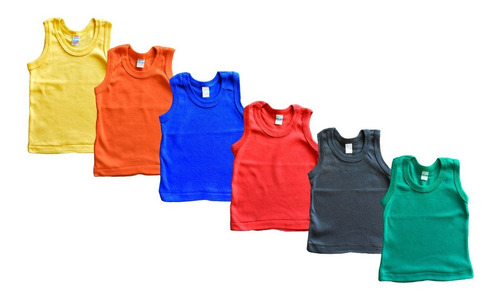 Imagen 1 de 7 de Camiseta Recién Nacido 6 Piezas 100% Algodón Colores Fuertes