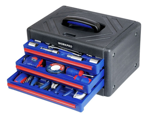 Caja Set 125 Herramientas Y Accesorios Con 3 Cajones Workpro