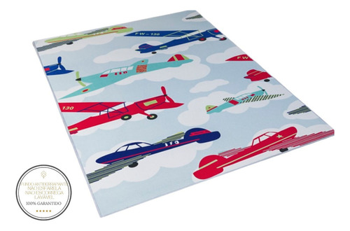 Tapete Infantil Kids Quarto De Criança Antiderrapante Belga Cor Avião Desenho Do Tecido Estampado Antialérgico Antiderrapante Kids