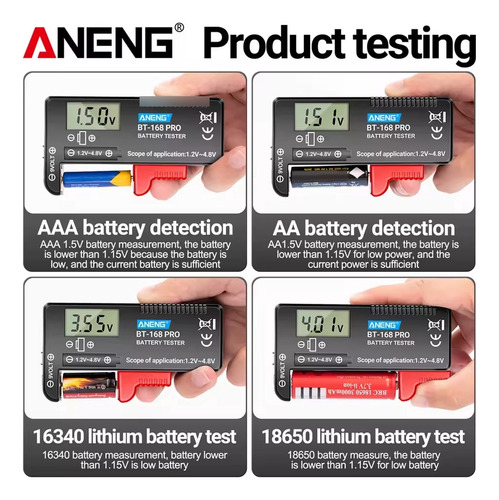 Probador De Baterías De Litio Digital Lcd Aneng Bt-168 Pro