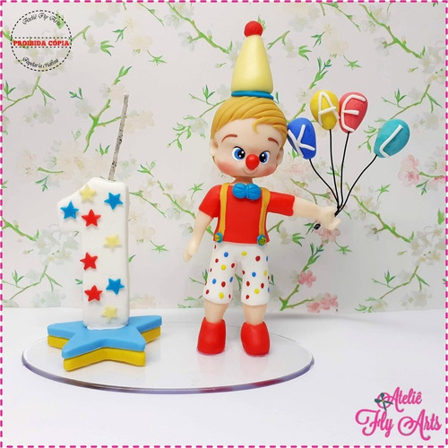 Vela Topo De Bolo Em Biscuit Circo