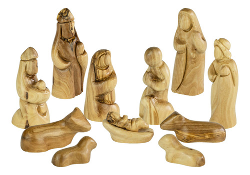 Holy Land Olive Wood Nativity - Juego De 12 Piezas De Beln D