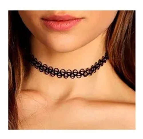 Gargantilla  Choker  Tipo  Tattoo   Elastizada  Color  Negro