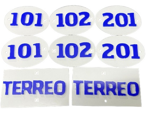 Kit  02 De Cada Numero Oval Pvc 101-102-201 - Terreo 