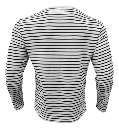 Polera Henry De Manga Larga Para Hombre Top Henry De Rayas H