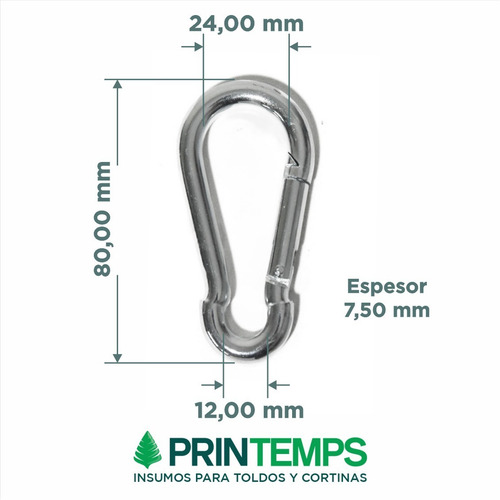 Imagen 2 de 3 de Gancho Soporte Para Hamaca Mosquetón Nro 8 250 Kg 2 Unidades
