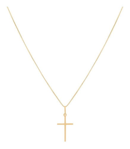 Cordão Masculino Veneziana + Pingente Crucifixo Ouro 18k 750