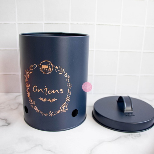 Imagen 5 de 7 de Set X2 Latas Decoradas Para Cocina Porta Cebolla Y Papa Lima