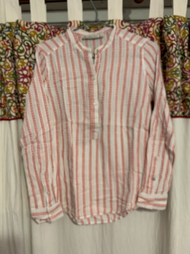 Camisa Blanca Rayas Rojas Abercrombie & Fitch Talle S