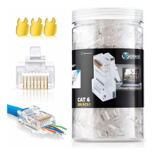 Conectores De Paso Ems Rj45 Cat6  Paquete De 200  Enchu...