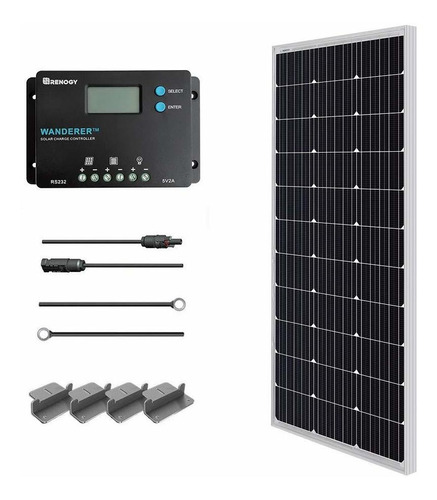 Renogy 100w 12v Monocristalino Kit De Iniciación Solar Con C
