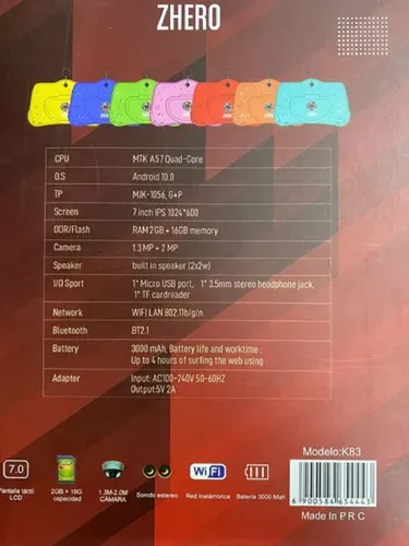 Tablet Para Niños Android 10 2gb Ram Doble Camara Bluetooth