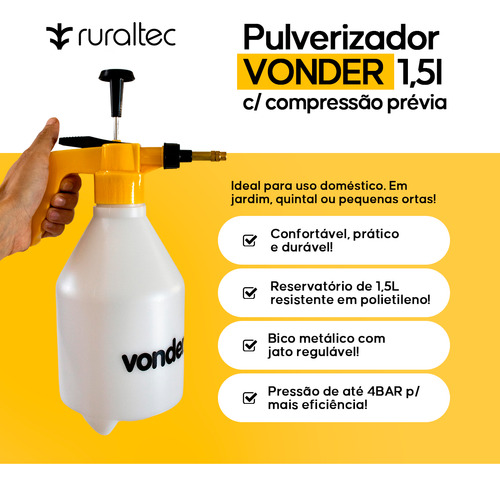 Pulverizador Manual 1,5 L Com Dosador Bico Regulável Vonder