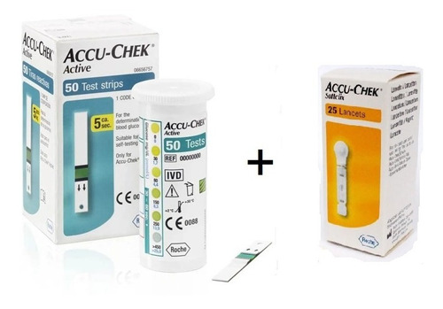 Tiras Accu Chek Active X 50 Unidades Roche + 25 Lancetas