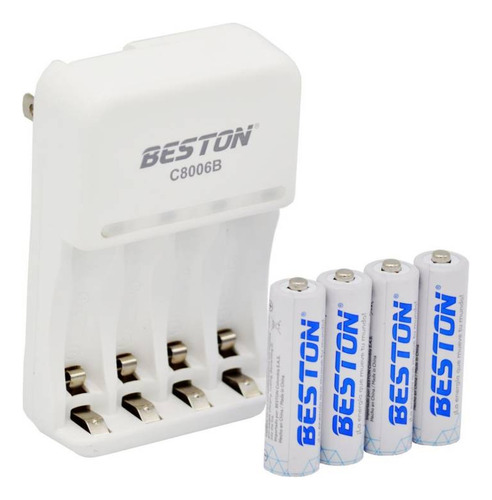 Cargador Beston + 4 Pilas Aaa Recargables 1.2v 1100mah