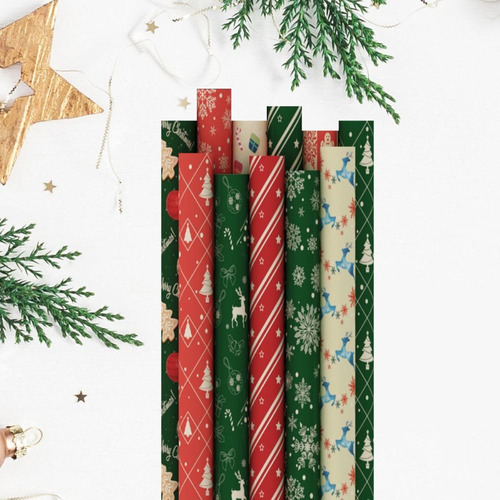 Rollo De Papel Para Envolver Regalos De Navidad 5 Pzas.
