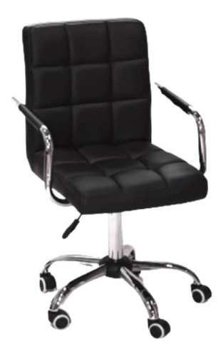 Silla de escritorio Crash Joven Cuadros con apoyabrazos ergonómica  negra con tapizado de cuero sintético