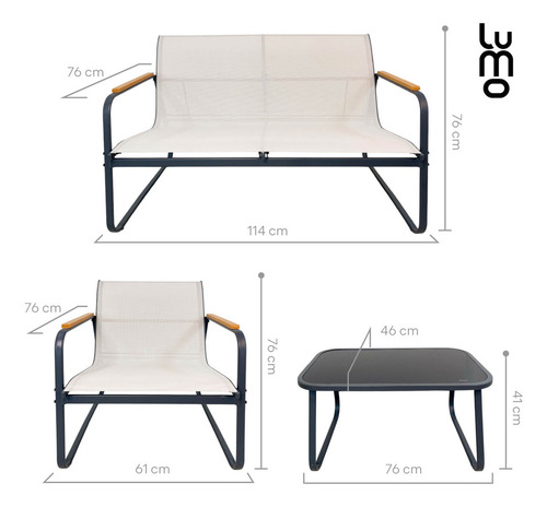 Juego Sala Para Jardín 4 Piezas Para Exterior Lumo Elegante Mesa Set Jardin Para Exteriores Moderno Beige