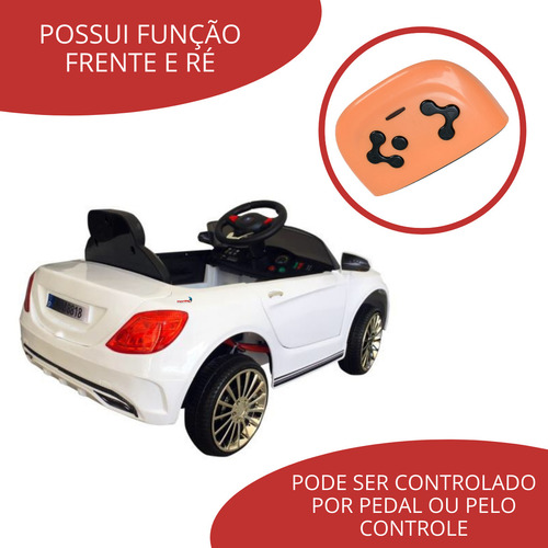 Mini Carro Eletrico Infantil 6v C/ Controle Remoto Branco