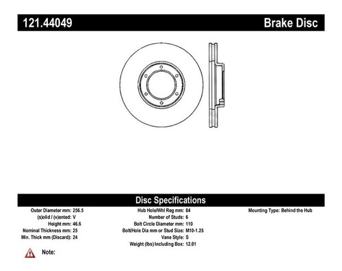 Disco De Freno Delantero Toyota Pickup 87-88