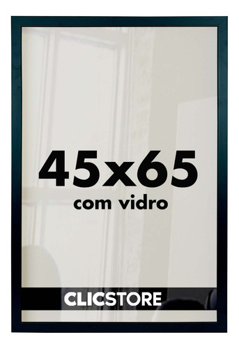 Clic Store moldura 45x65 quadro decorativo vidro poster cor preto liso