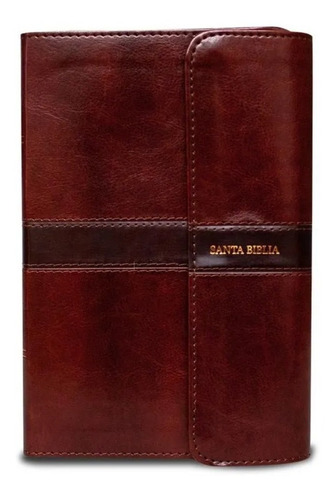 Imagen 2 de 4 de Biblia Rvr1960 Compacta Letra Grande Marron Piel Broche