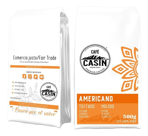 Imagen 1 de 3 de Café Tostado Y Molido By Casin - Present Americano 500 Gr