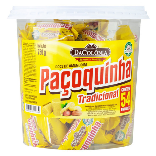 Pack Paçoquinha Tradicional DaColônia Pote 756g