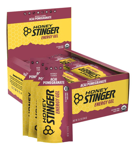 Honey Stinger Energy Gel, Miel Y Electrolitos 24pz/31gr Sabor Granada