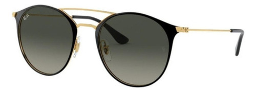 Óculos de sol Ray-Ban RB3546 Standard armação de aço cor matte black, lente grey de cristal degradada, haste gold de aço