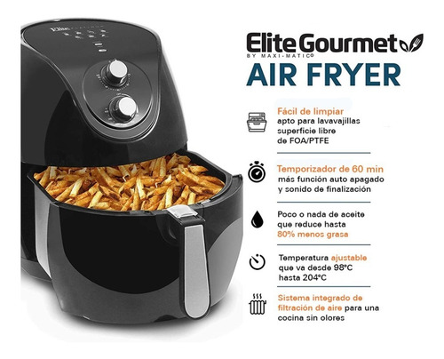 Imagen 5 de 5 de Freidora Eléctrica De Aire 6.1 L Elite Platinum Pack Con 2