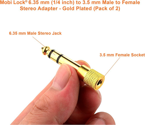 2 Adaptador Audio Estéreo Trs Jack 6.35 Macho A 3.5mm Hembra
