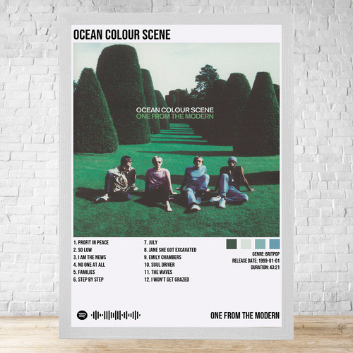 Cuadro Ocean Colour Scene 6 30x40 Con Vidrio Y Marco C480 Blanco Clasico