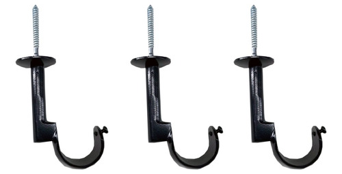 Kit 3 Suportes Teto Para Varão Simples 28mm Alumínio Preto
