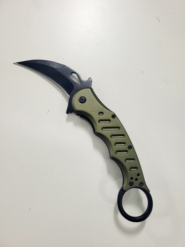 Navaja Kerambit Tactica Verde Combate Asistida Bolsillo Clip