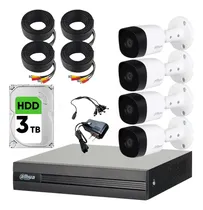 Comprar Kit Videovigilancia Cronos 4 Cámaras Dahua Bala B1a11 1MP + Disco Duro 3 tb + cables+ Accesorios kit CCTV KITXVR1B04-I+HDD (DVR dahua XVR1B04H-I Circuito cerrado)