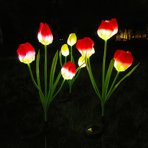 Solar Garden, 3 Ramas, Impermeable, Diseño De Flores Para Ex