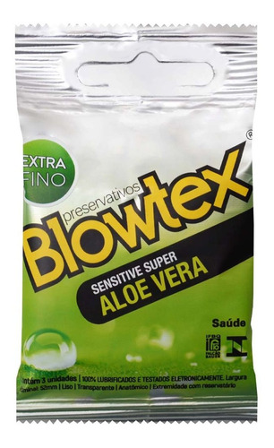 Imagem 1 de 3 de Preservativo Sensitive Extra Fino Aloe Vera 3 Uni Blowtex
