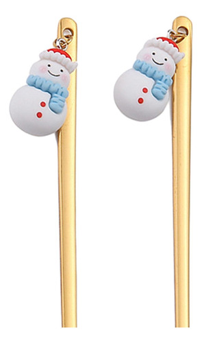 2 Cubiertos Navideños De Acero Inoxidable Muñeco De Nieve