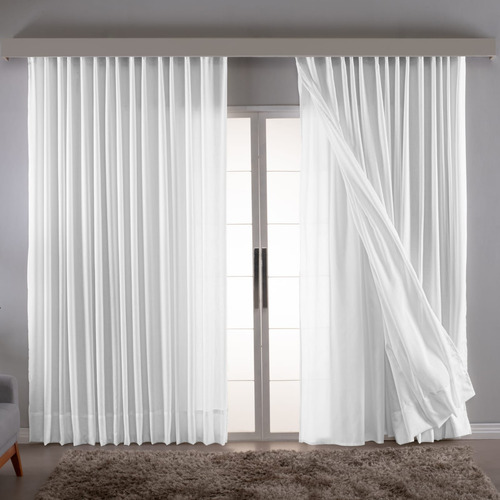 Cortina Microfibra Com Linho Gaze 8.00x2.20 Trilho Suíço Max