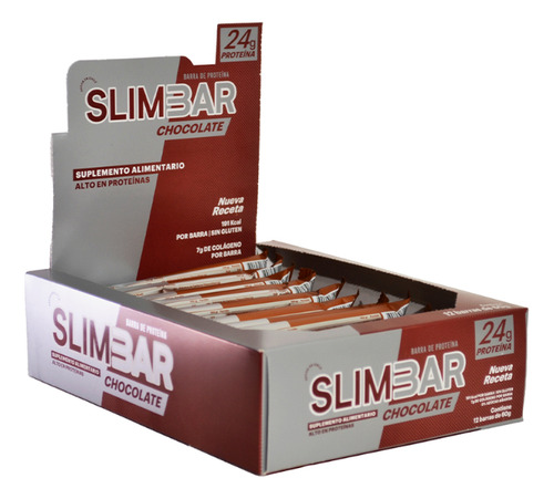 Slimbar Chocolate 12 Barras De Proteina Nutricioncelular
