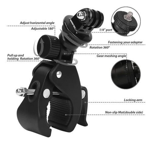 Pinza Soporte Tripié 1/4 Cámara Gopro Action Cam