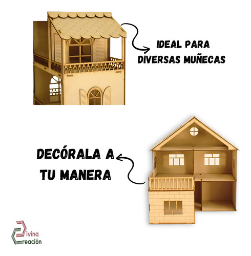 Casa De Muñecas Divina Creación 2 Mdf 3 Pisos